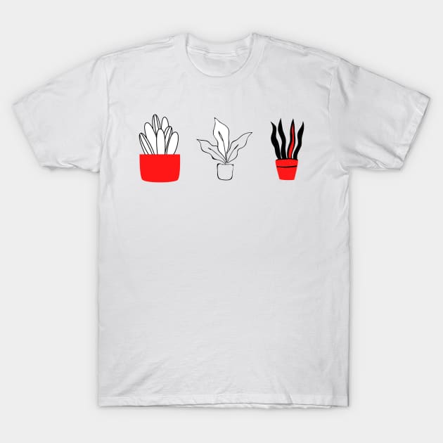 red black plant line art T-Shirt by Artistic_st
